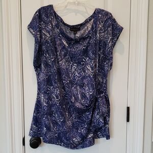 Dana Buchman Blue And Purple Paisley Blouse Plus 2X